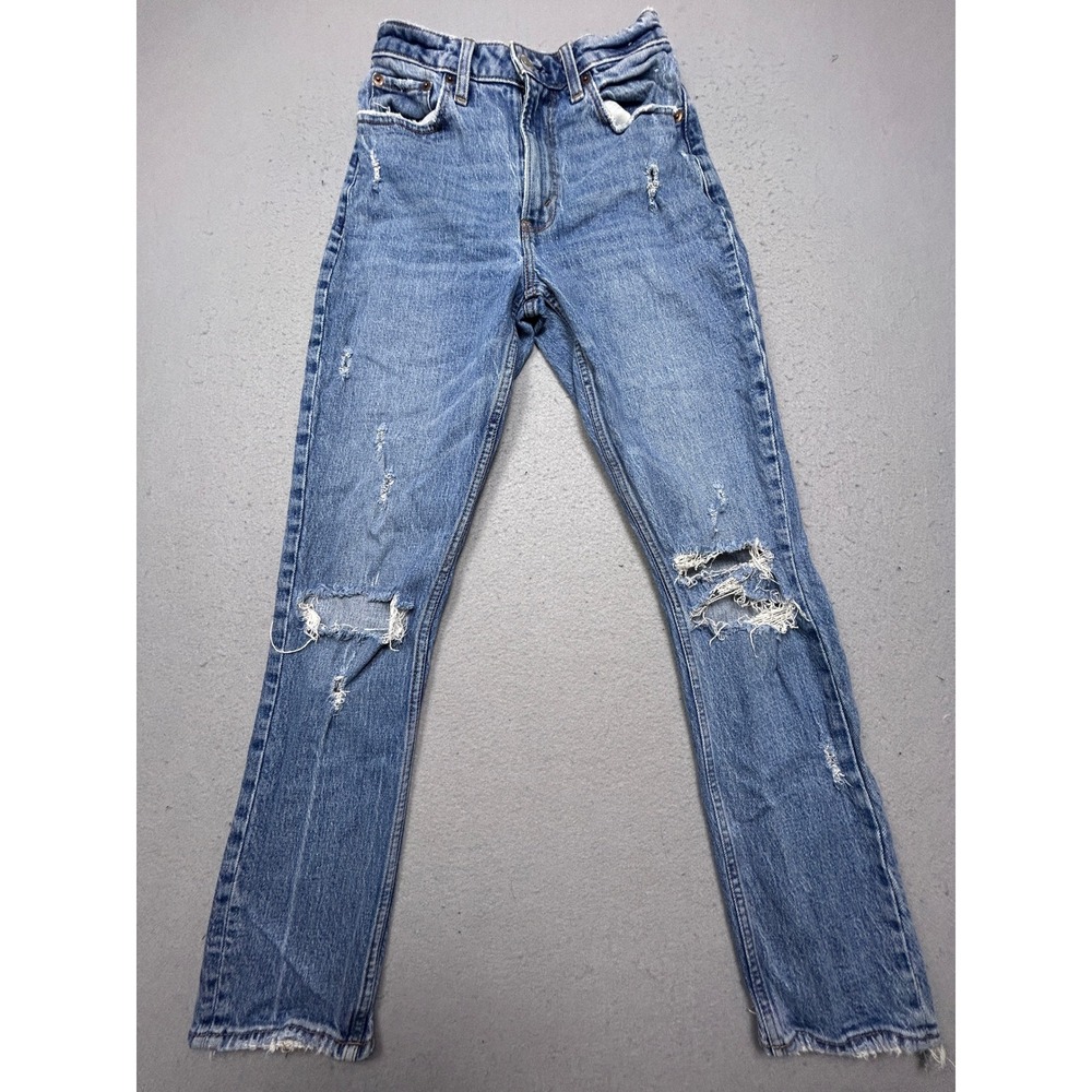 Abercrombie & Fitch The Mom High Rise Denim Blue W24/00 Womens